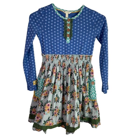 Matilda Jane Dress Joanna Family Heirloom Girls 8 Polka Dot Floral Fit Flare - Picture 1 of 11